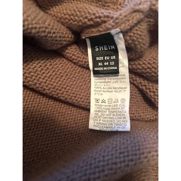 GUC Shein Tan Knit Sweater Long Sleeve Side Laces Machine Wash Size XL - Picture 3 of 4